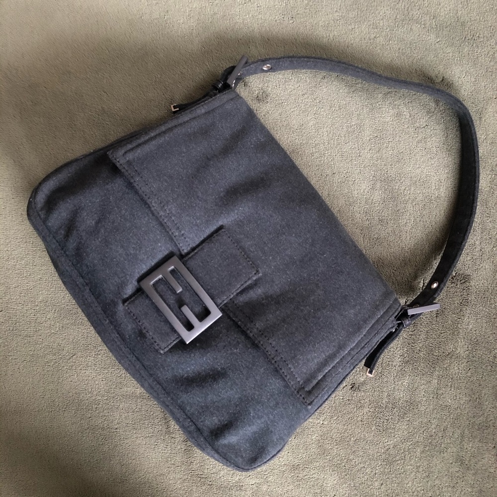 FENDI F/W 09 Blackout Mamma Forever Baguette in Grey Jersey Cotton
